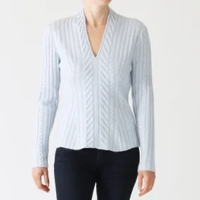 Celeste Luxe Cable Vee Cashmere Sweater