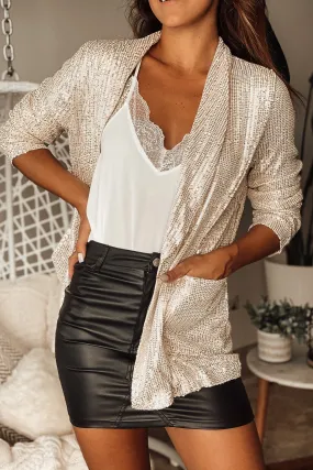 Champagne Sequin Relaxed Blazer