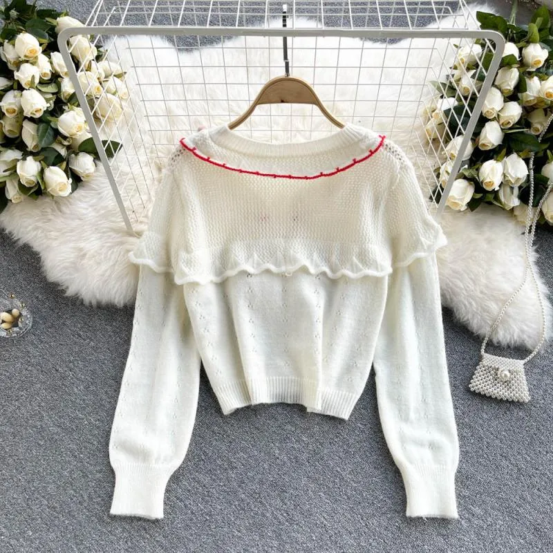 Cherry hollow design sweater  1607