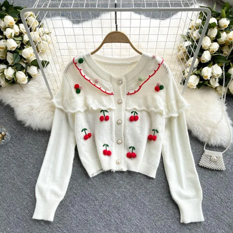 Cherry hollow design sweater  1607