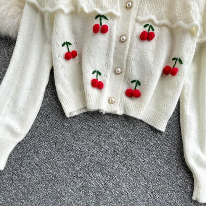 Cherry hollow design sweater  1607