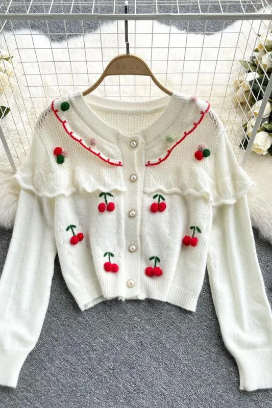 Cherry hollow design sweater  1607