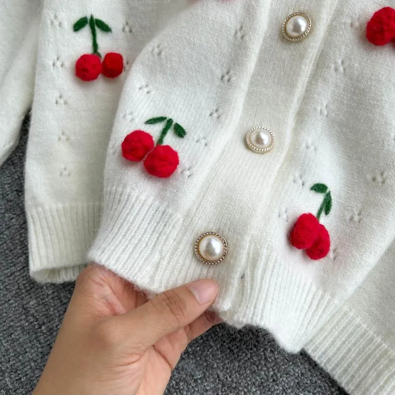 Cherry hollow design sweater  1607