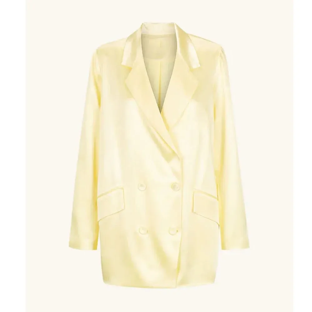 Chic Yellow Satin Pants Suit for Women