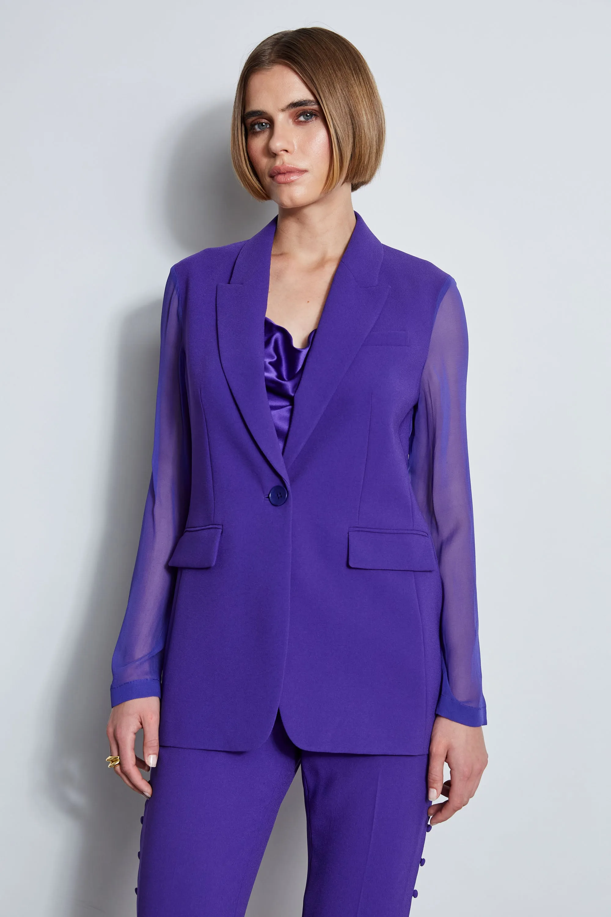 Chiffon Combo Crepe Blazer