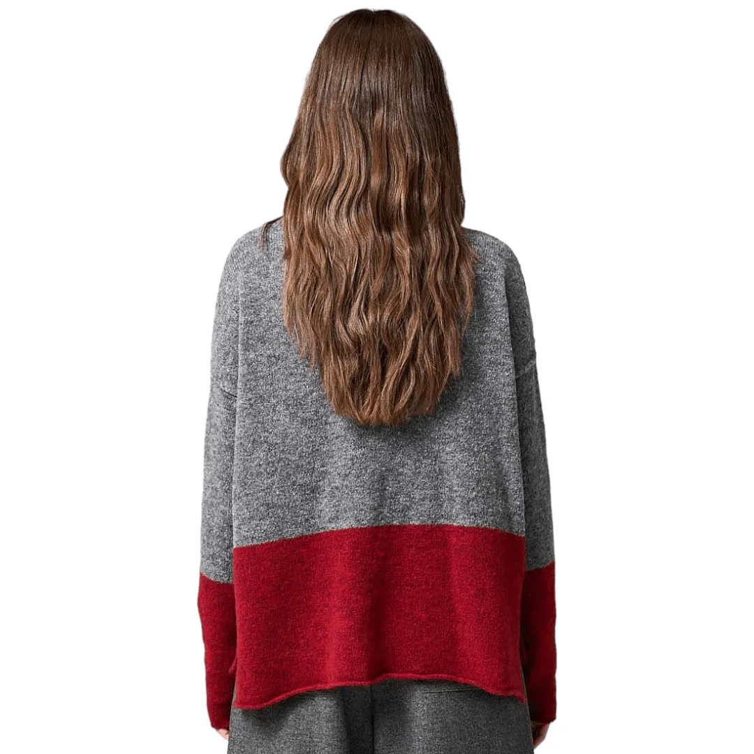 Chimney Neck Sweater Grey/Red