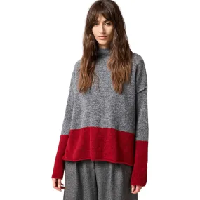 Chimney Neck Sweater Grey/Red