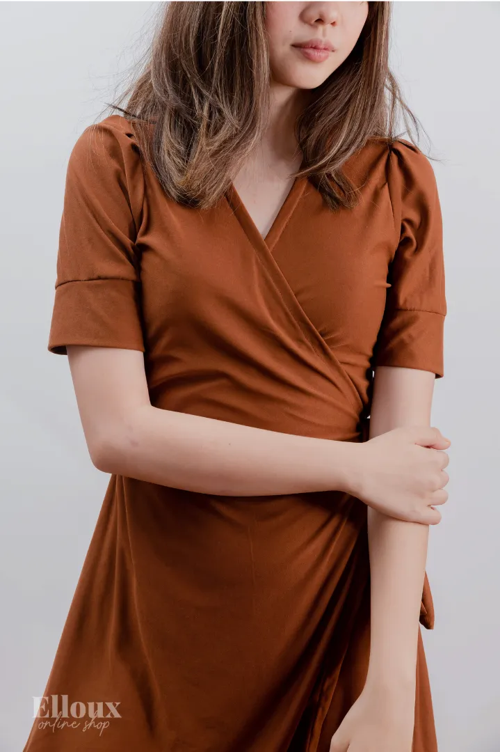 Choco Brown Sexy Wrap Dress