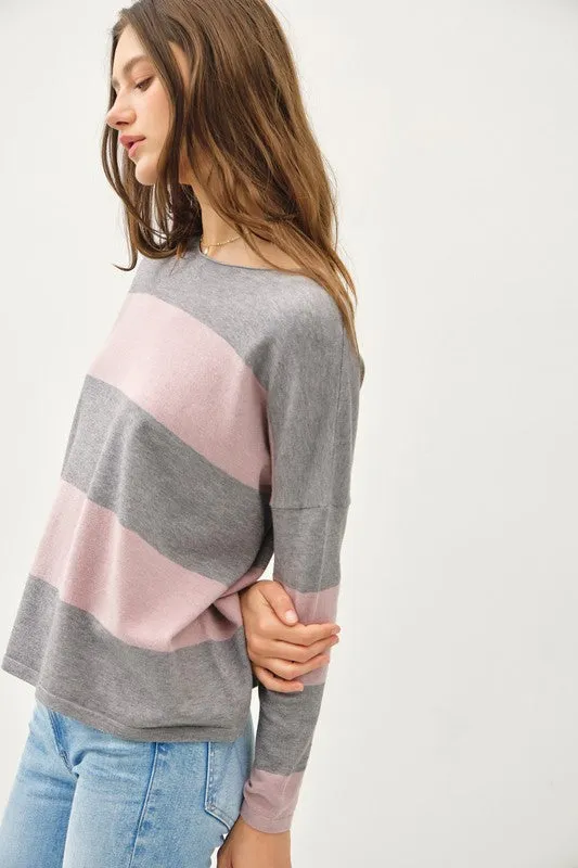 Chunky Stripe Drop Shoulder Sweater