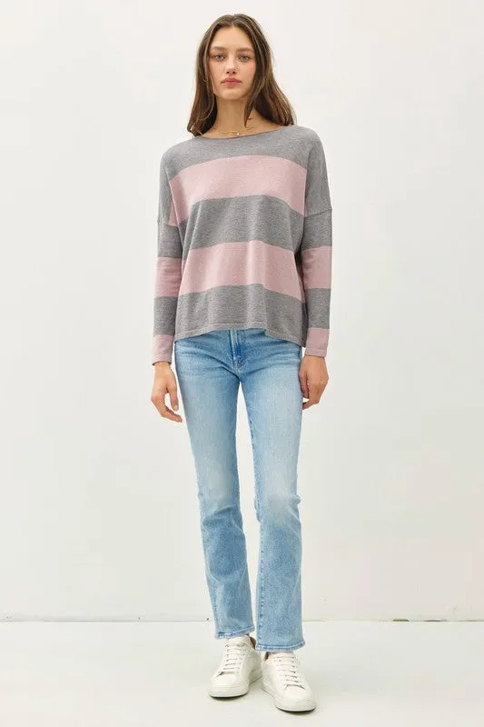 Chunky Stripe Drop Shoulder Sweater