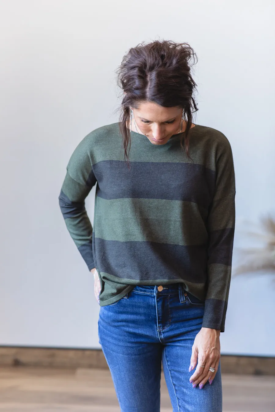 Chunky Stripe Drop Shoulder Sweater