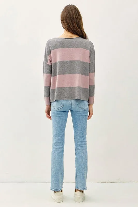 Chunky Stripe Drop Shoulder Sweater