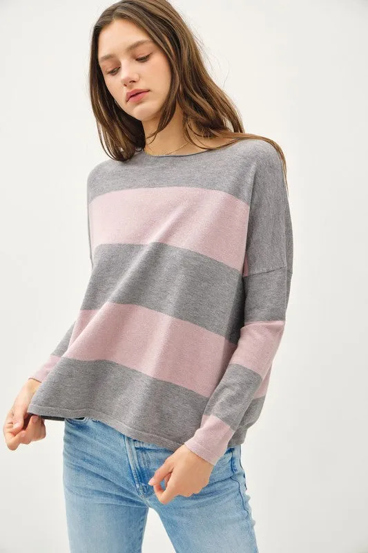 Chunky Stripe Drop Shoulder Sweater