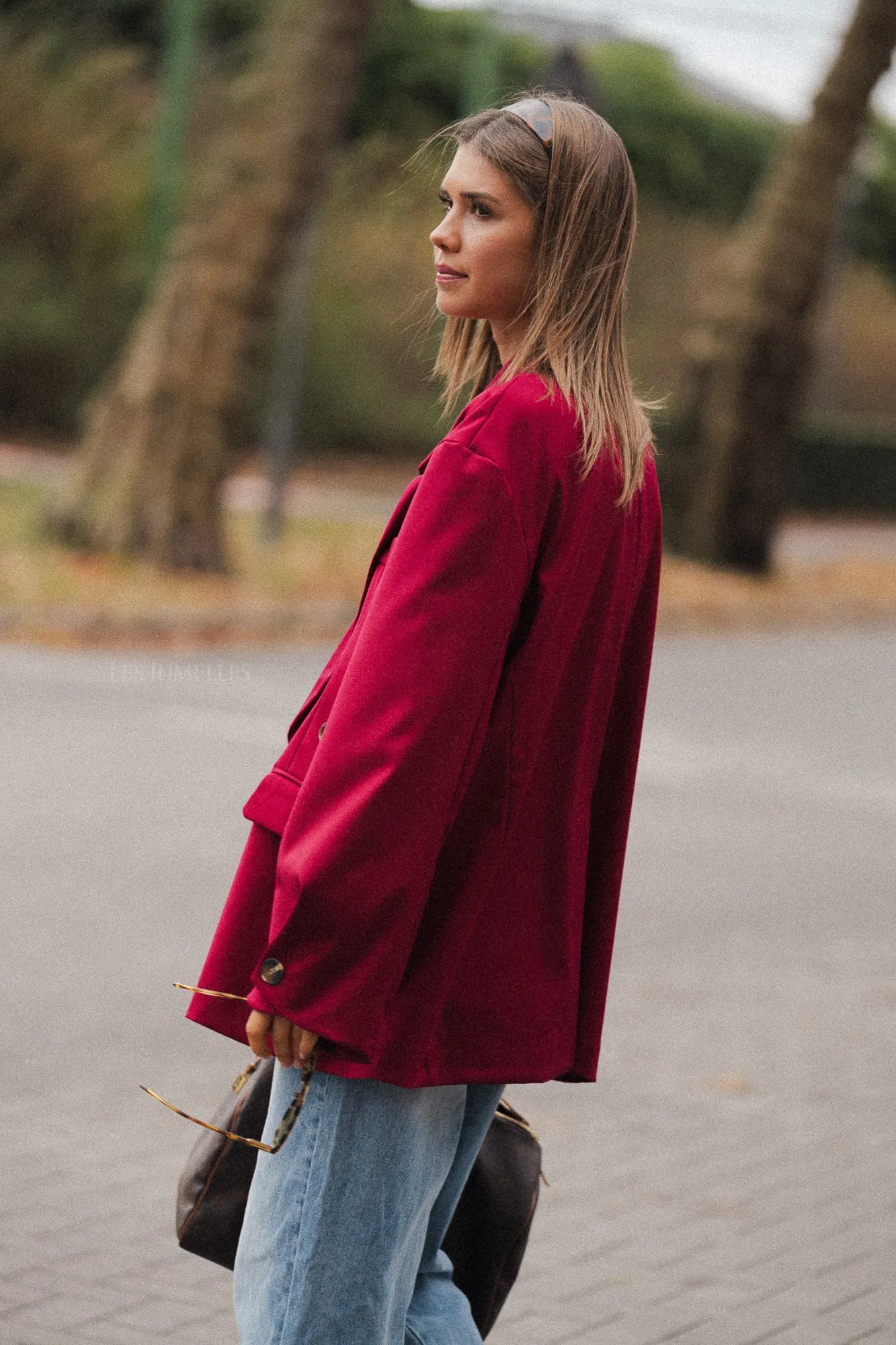 Clara oversized blazer cherry red