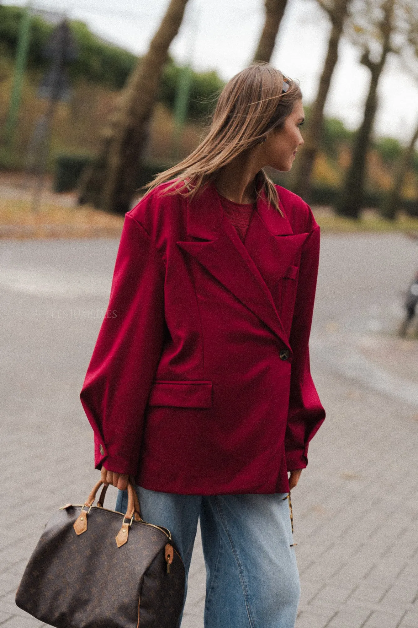 Clara oversized blazer cherry red