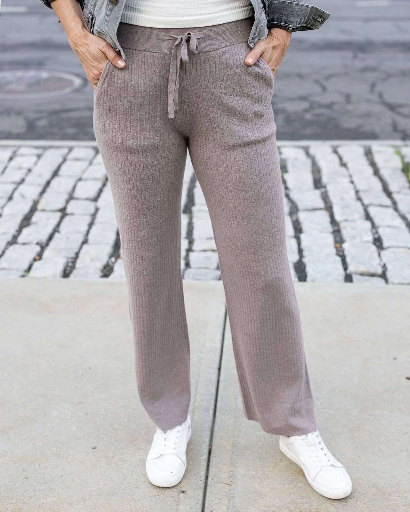 Classic & Cozy Ribbed Sweater Pants in Almondine