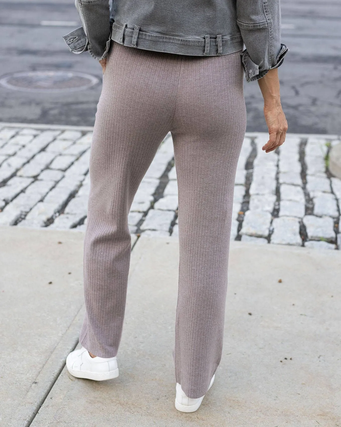 Classic & Cozy Ribbed Sweater Pants in Almondine