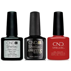 CND - Shellac Xpress5 Combo - Base, Top & Company Red (0.25 oz)