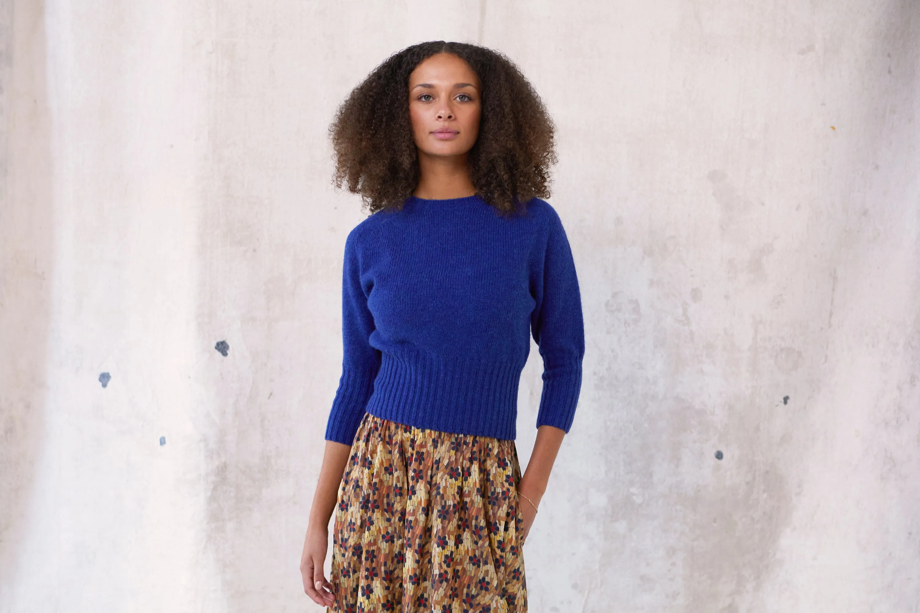 Cobalt Cropped Wool Jumper