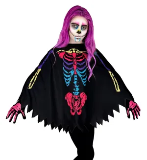 Colorful Skeleton Poncho Child's