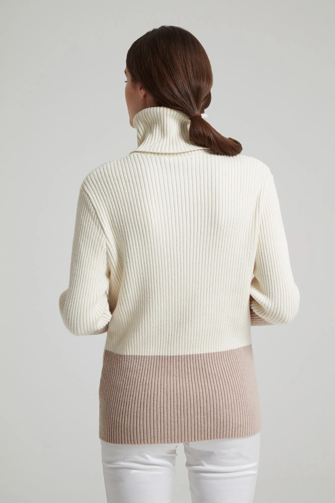 Contrast Ribbed Cotton Blend Sweater