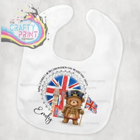 Coronation Teddy Flag Personalised Baby Bib