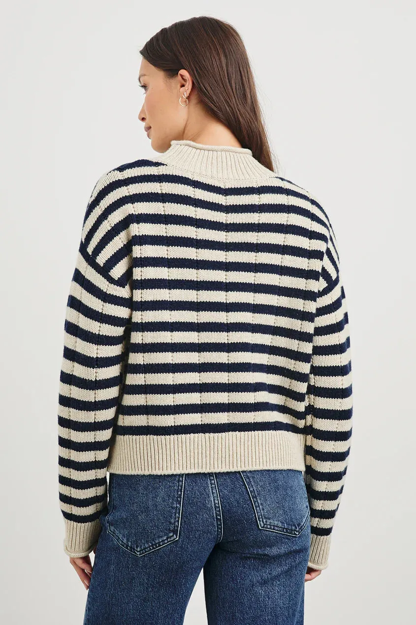 Corrine Sweater- Oat Navy Stripes