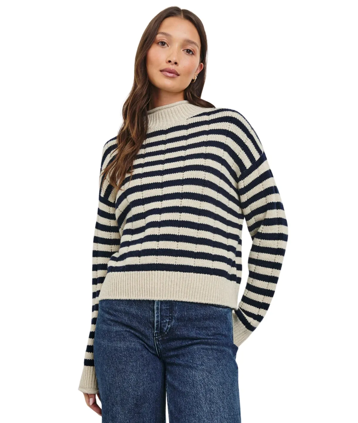 Corrine Sweater- Oat Navy Stripes