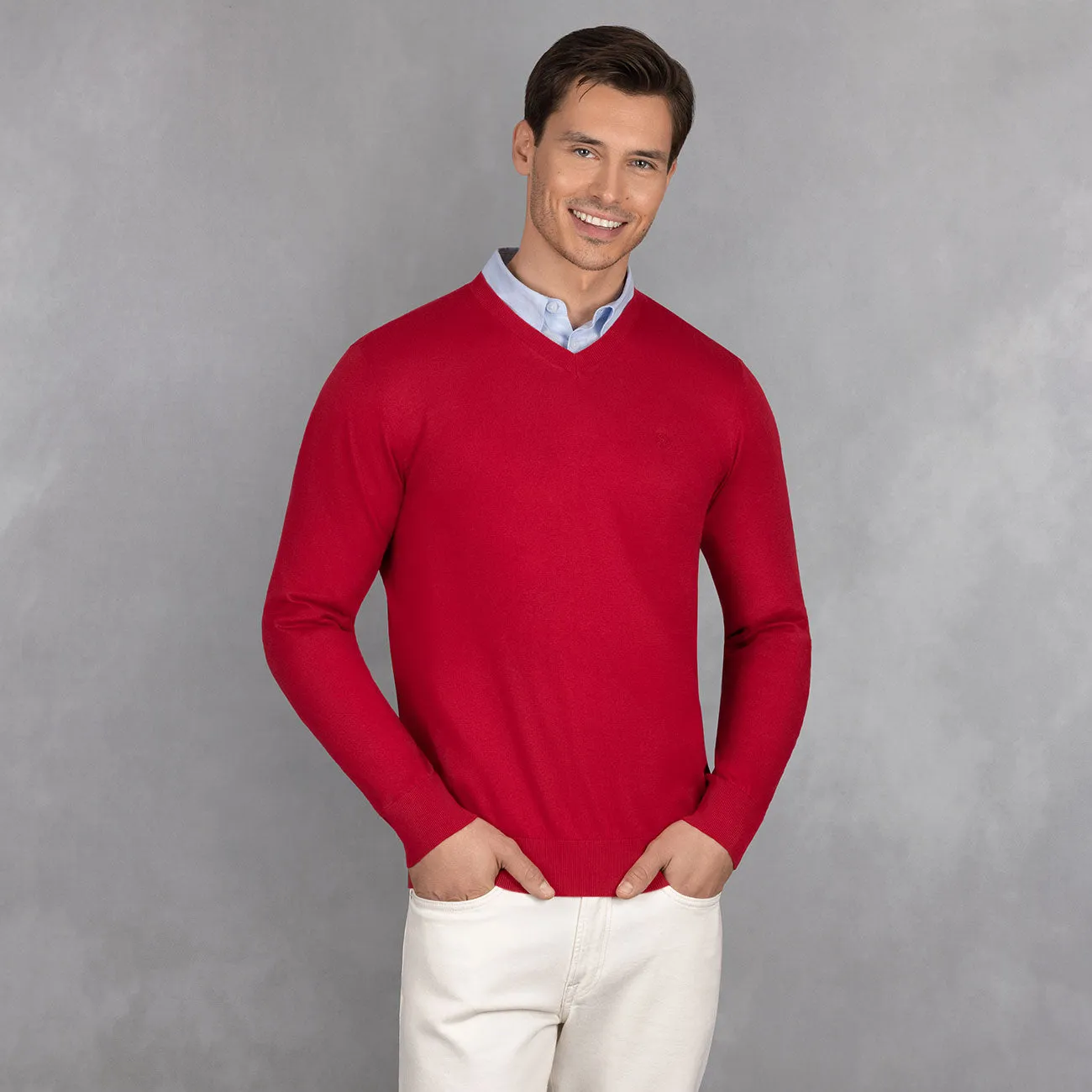 Cotton Pullover V-Neck Men