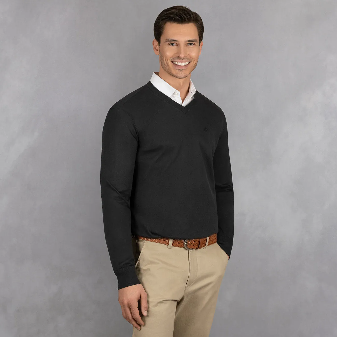 Cotton Pullover V-Neck Men