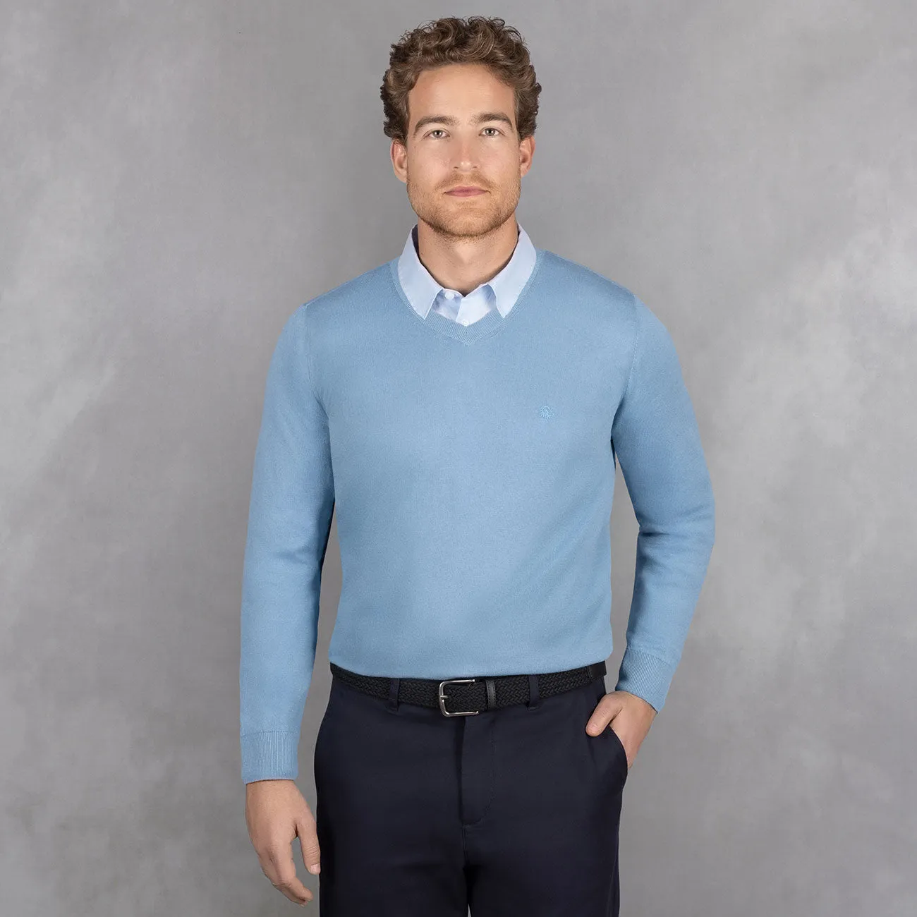 Cotton Pullover V-Neck Men