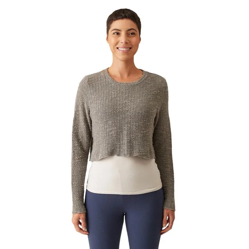 Curved Crop Sweater in Cobblestone