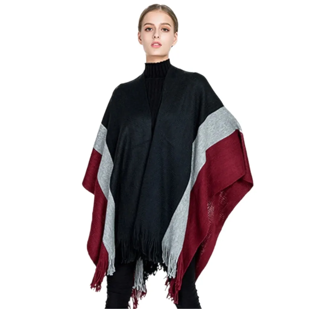 DEIA Wrap Black Shawl Cape Coat Free Size Upto AU 26