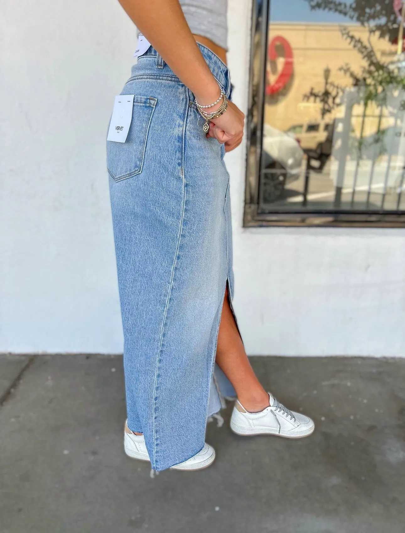 Denim Midi Skirt - XL