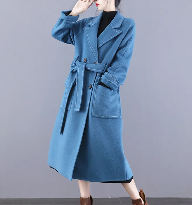 Double Face Wool Coat Handmade Long Warm Long Women Wool Coat Jacket/7866