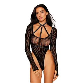 Dreamgirl Seamless Swirl Knit Teddy Elastic Harness 13266 - Black