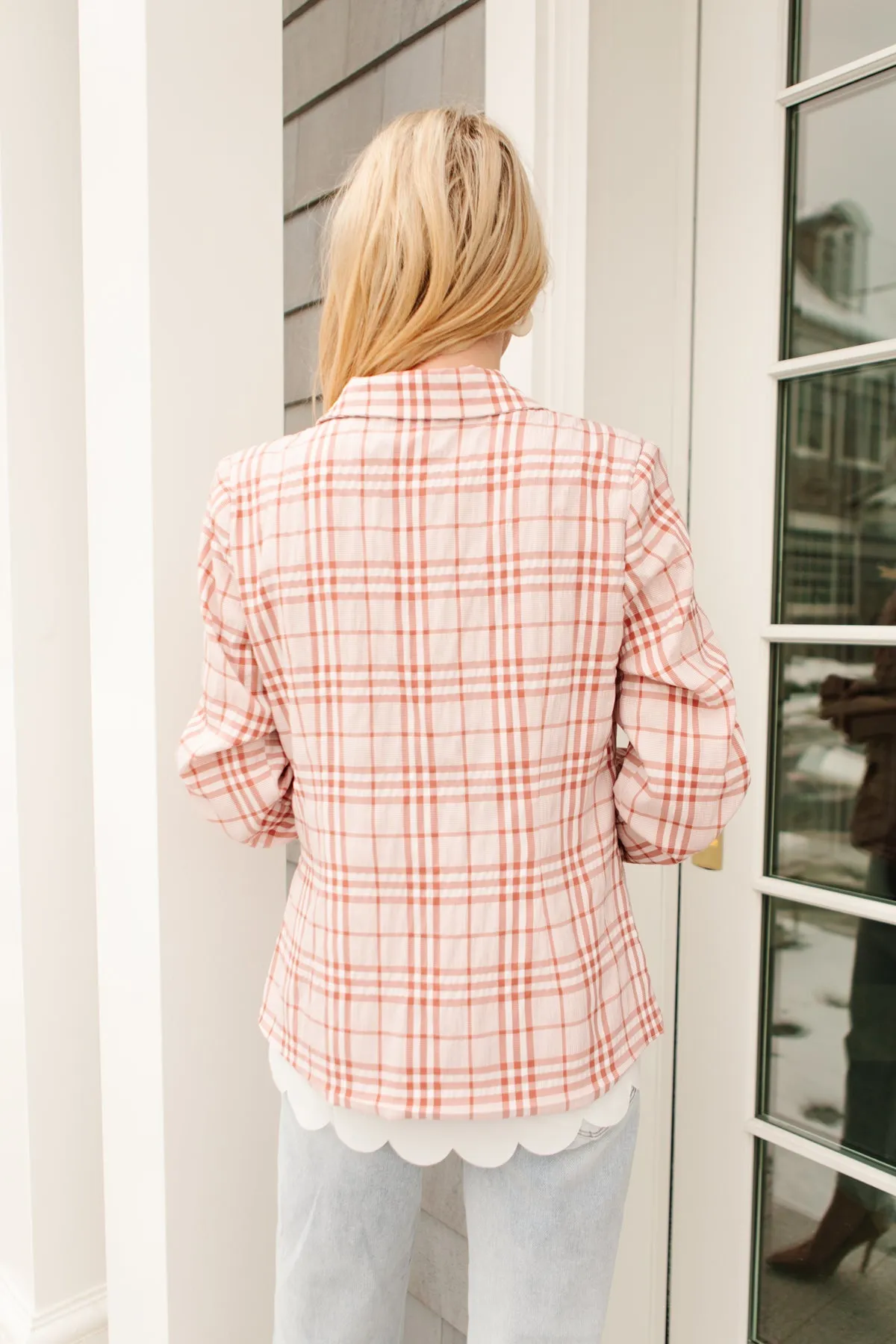 Dressed in Plaid Blazer In Pink