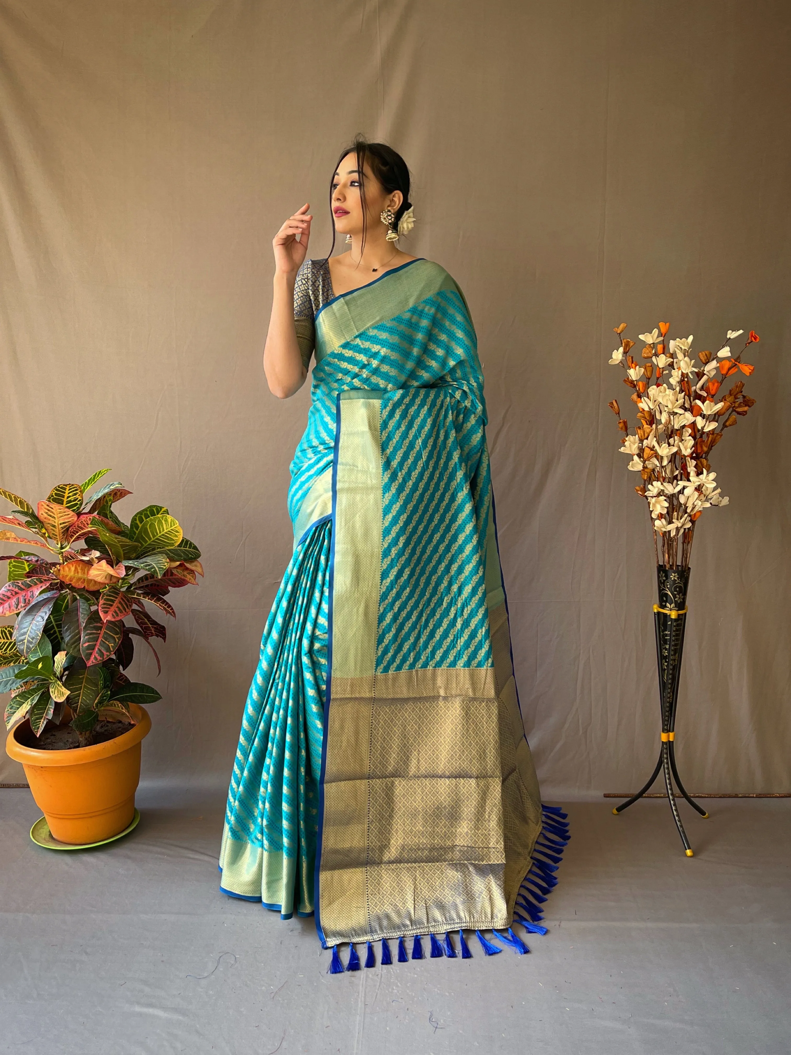 Dusk Blue Saree in Patola Leheriya