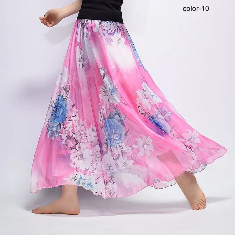 Elegant Florals Chiffon Long Skirt