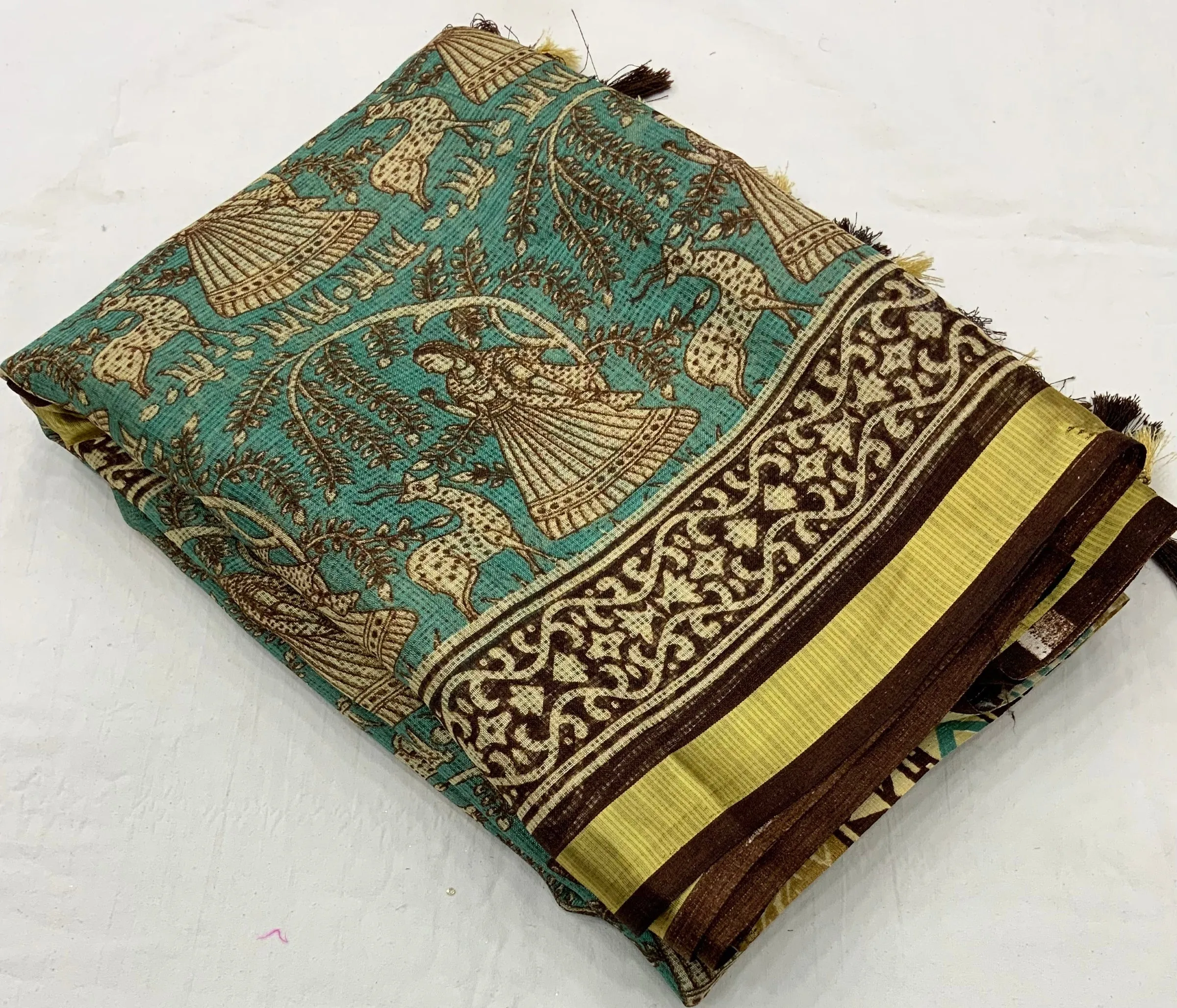 Elegant Women's Soft Kota Silk Printed Saree with Weaving Pattu Border