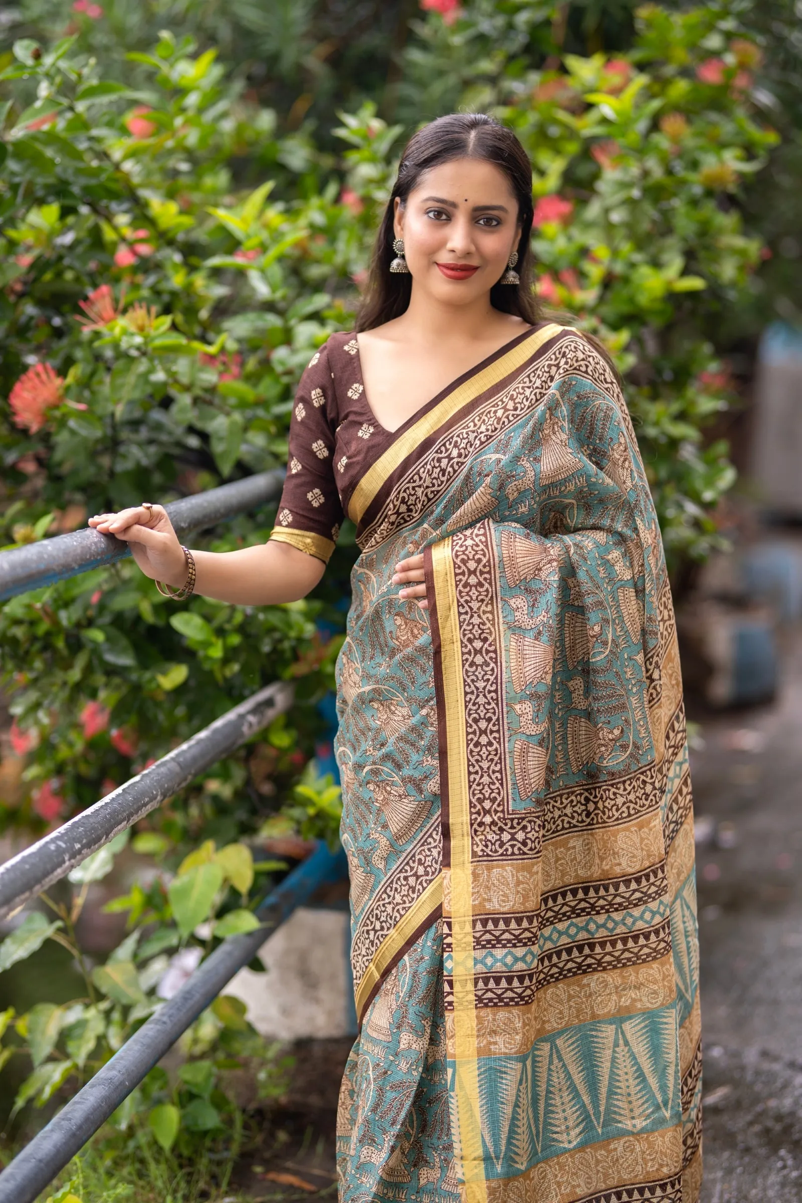 Elegant Women's Soft Kota Silk Printed Saree with Weaving Pattu Border