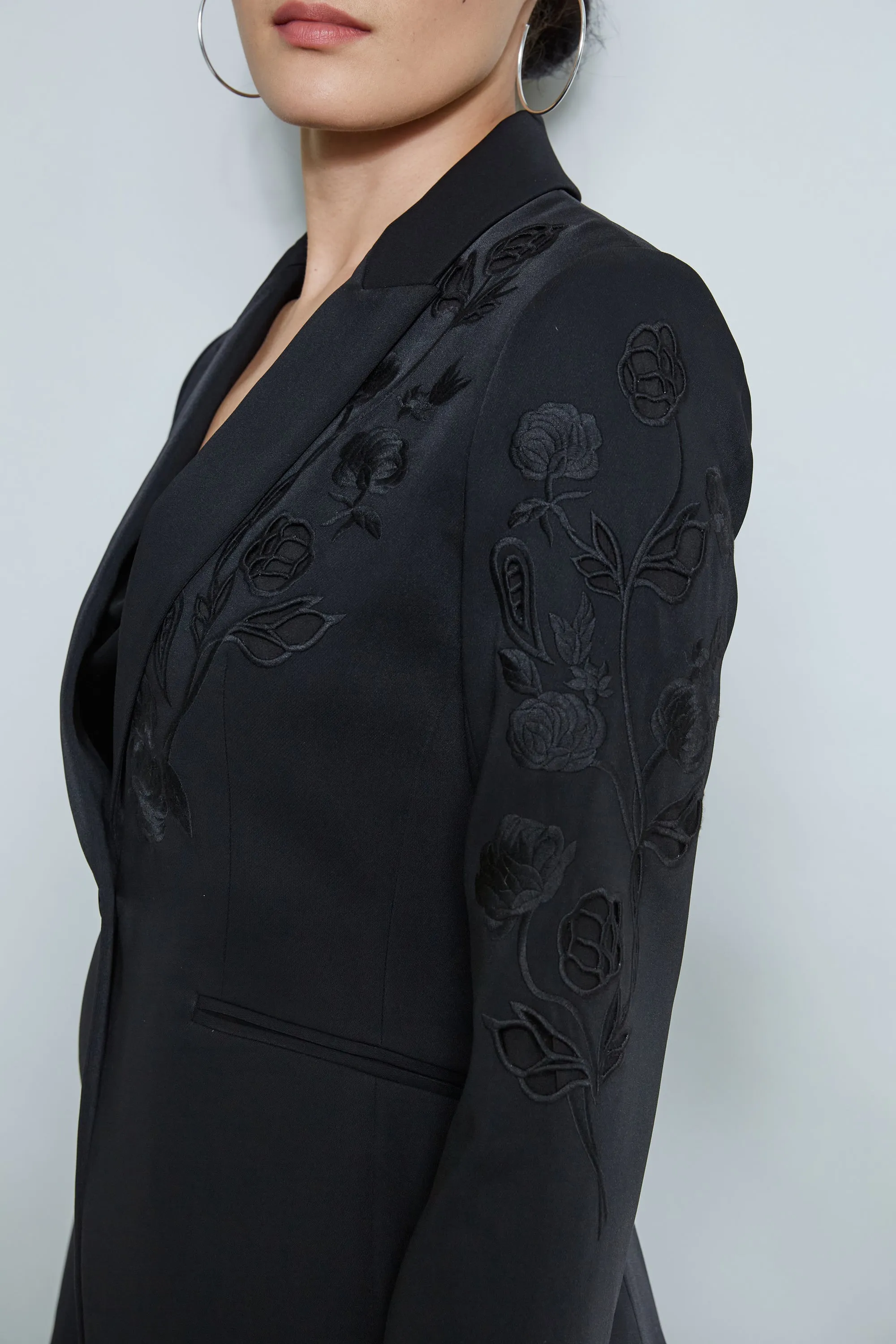 Embroidered Crepe Blazer