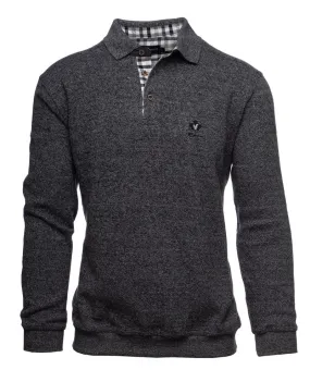 Ethnic Blue Polo Sweater Soft Touch | Melange Dark Grey