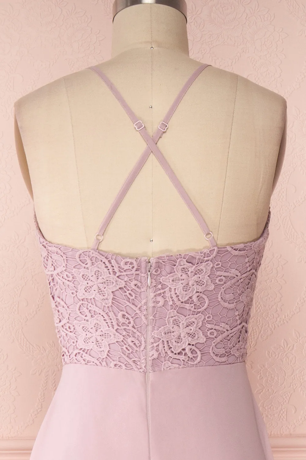 Fabia Lilac | Lilas Lace & Chiffon Dress