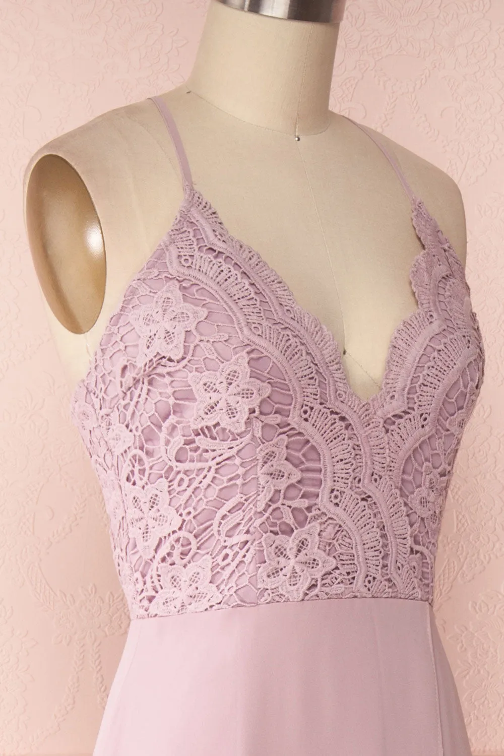 Fabia Lilac | Lilas Lace & Chiffon Dress