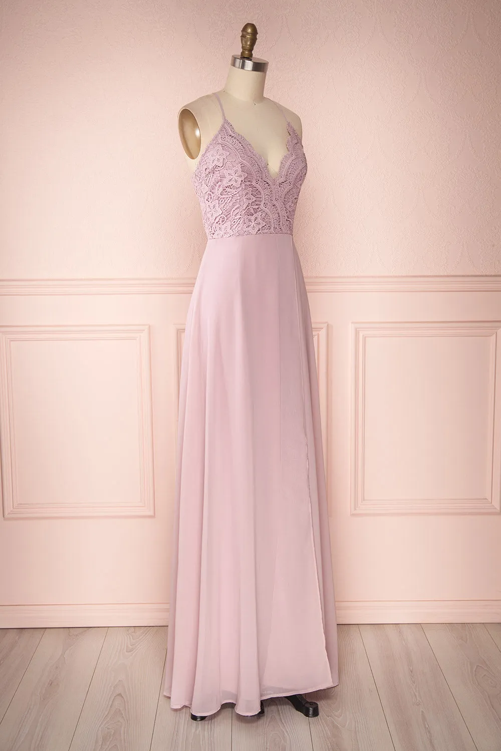 Fabia Lilac | Lilas Lace & Chiffon Dress