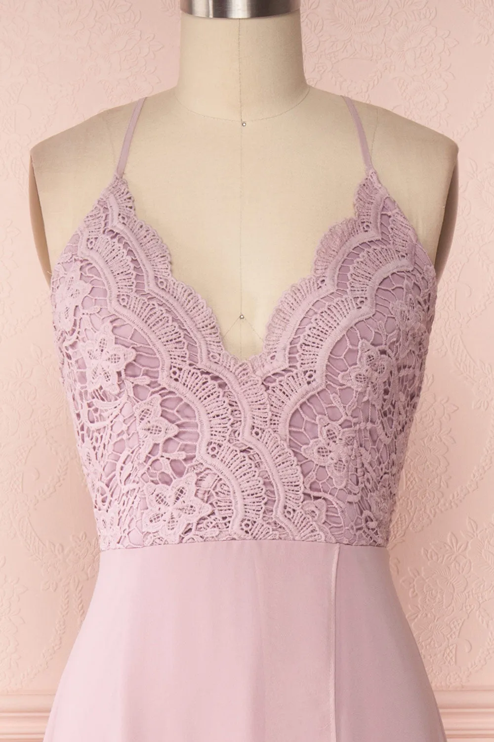 Fabia Lilac | Lilas Lace & Chiffon Dress