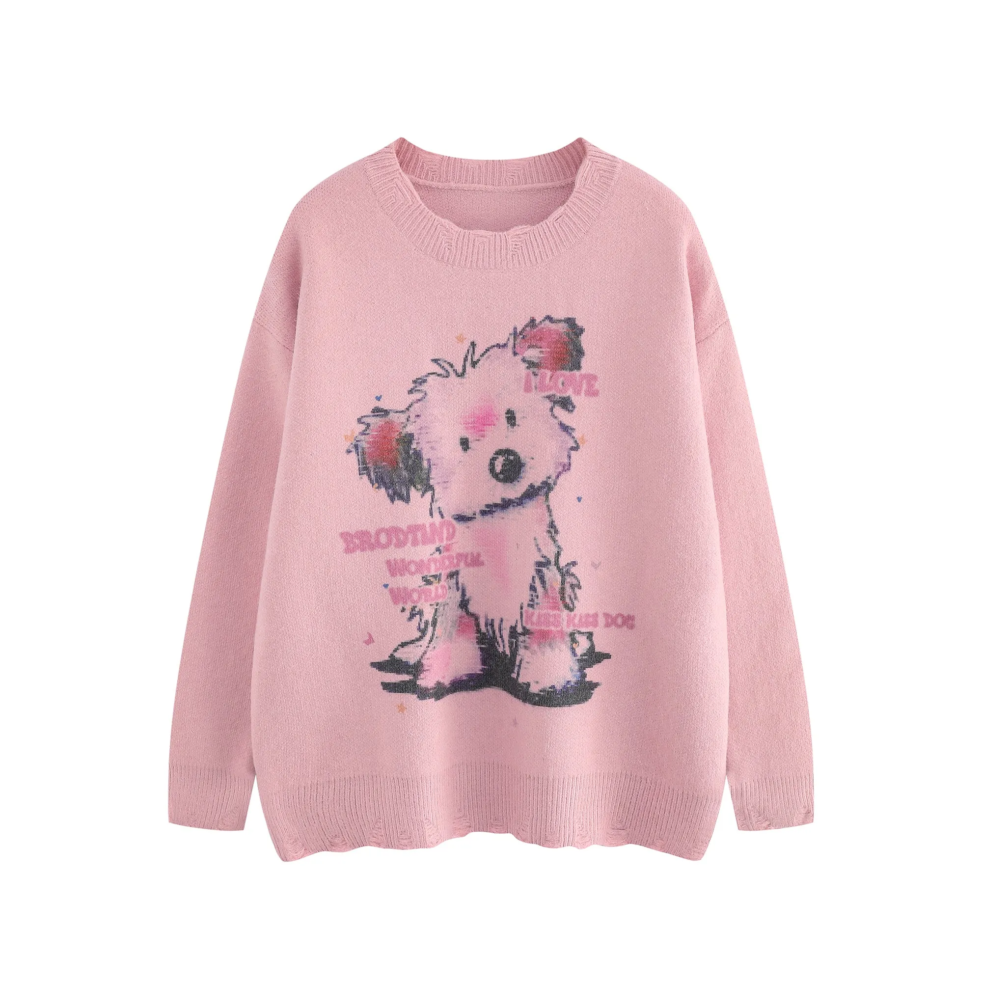 Faire Echo pink cartoon knit Sweater