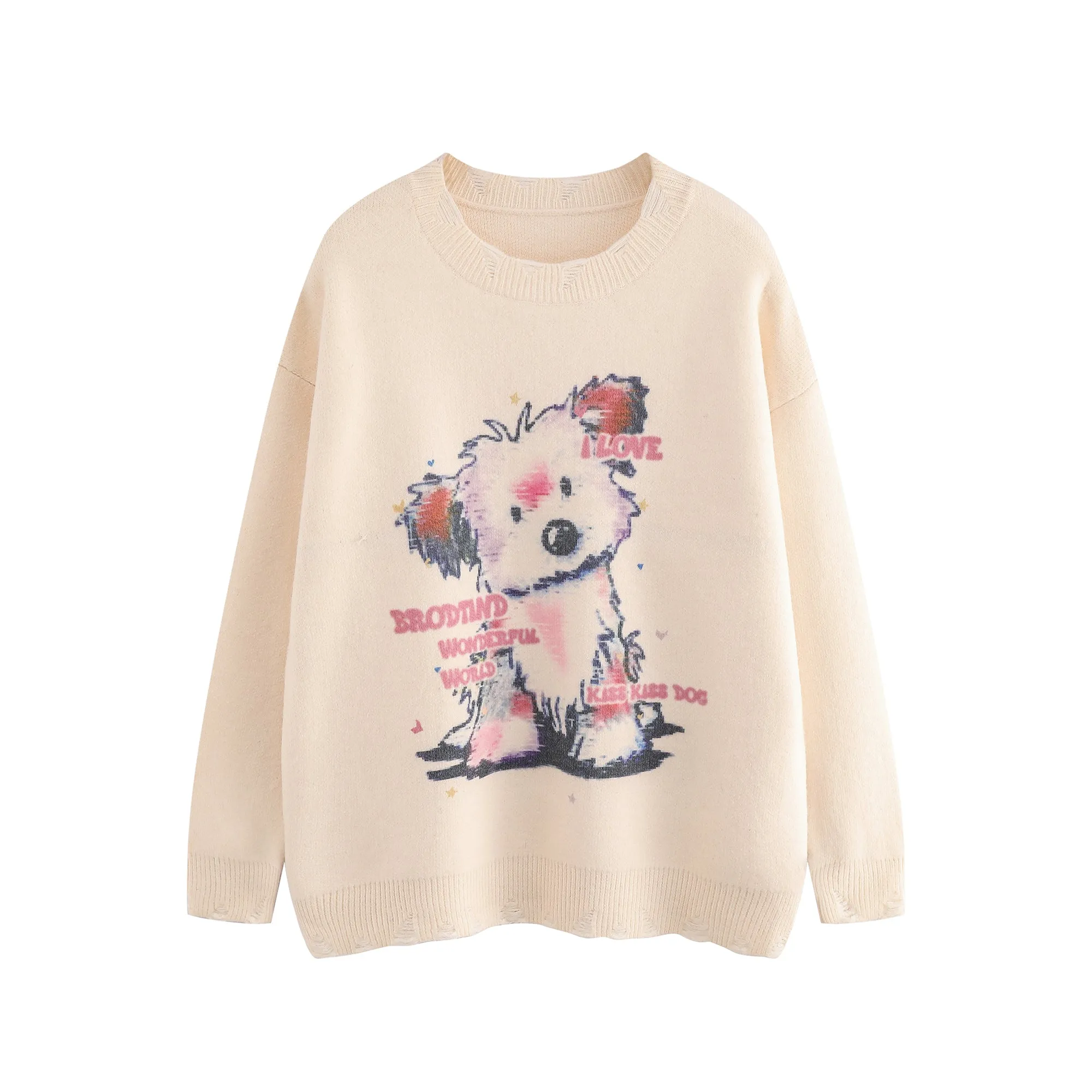 Faire Echo pink cartoon knit Sweater