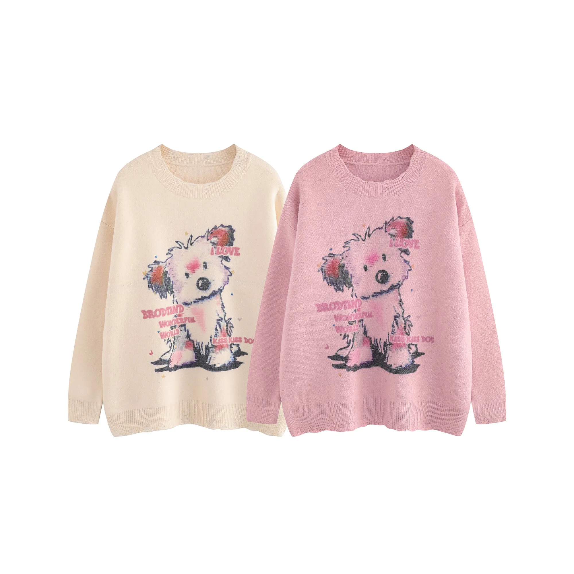 Faire Echo pink cartoon knit Sweater